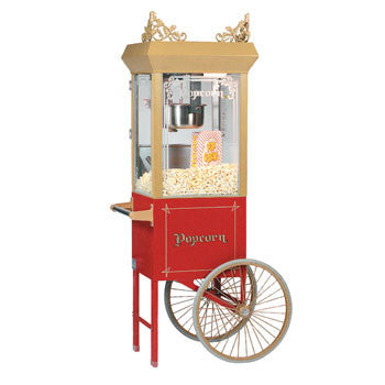 Gold Medal Gay 90`s Whiz Bang 12/14oz Popcorn Machine/48 Wagon/Awning Kit